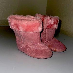 Faux suede baby booties